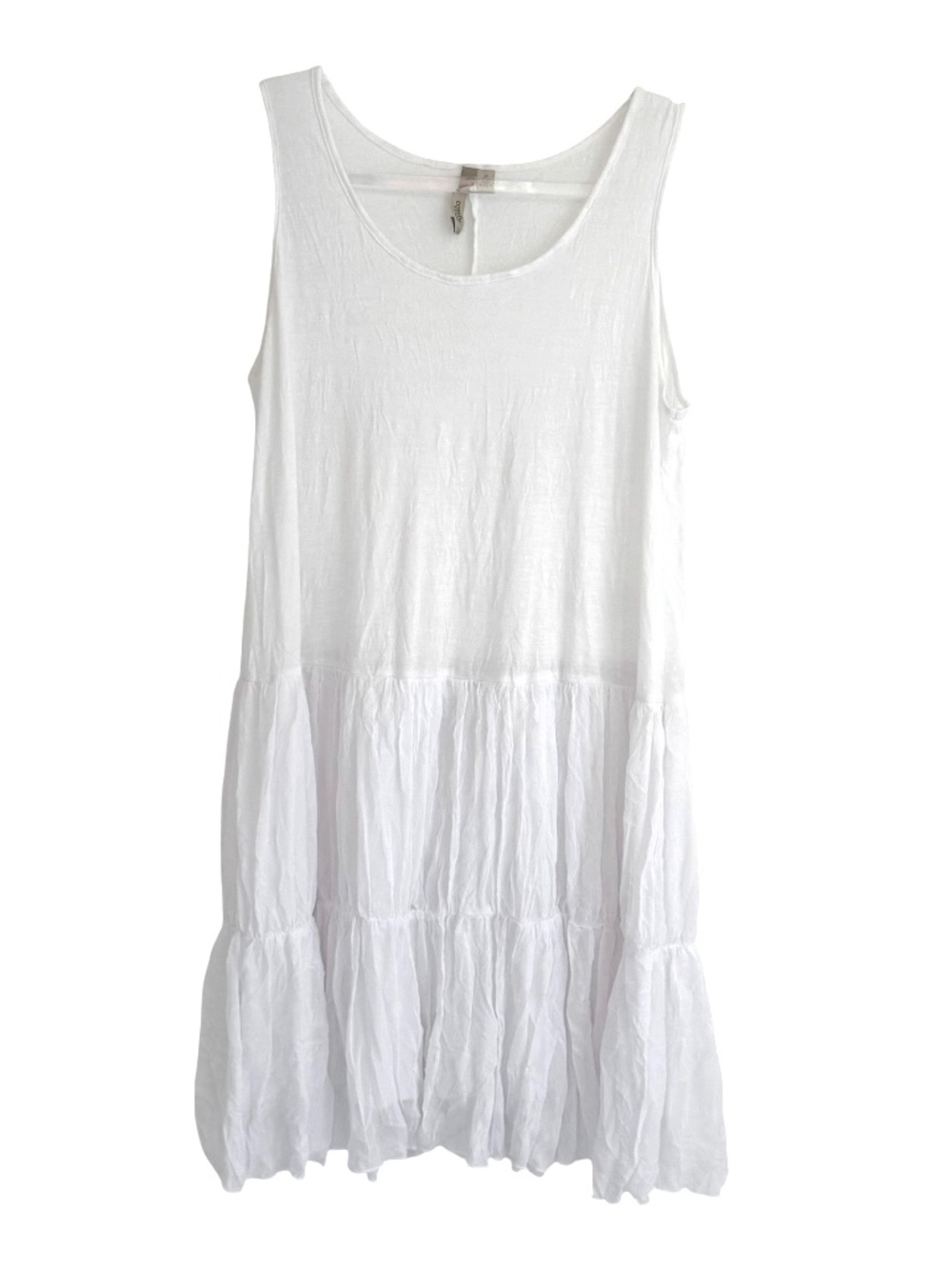Comfy USA White Crinkle & Mesh Tank Dress S